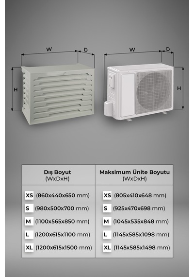 Klima Motoru/dış Ünite Gizleme/koruma Kafesi Xl 120x62x150 H Stage Gri