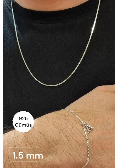925 Ayar Gümüş Harfli Bileklik Gurmet Kolye Set