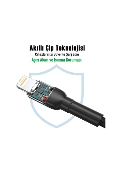 Stream İphone Uyumlu 30w Pd Hızlı Şarj Kablosu 1.2m Örgülü Type-c To Lightning Siyah