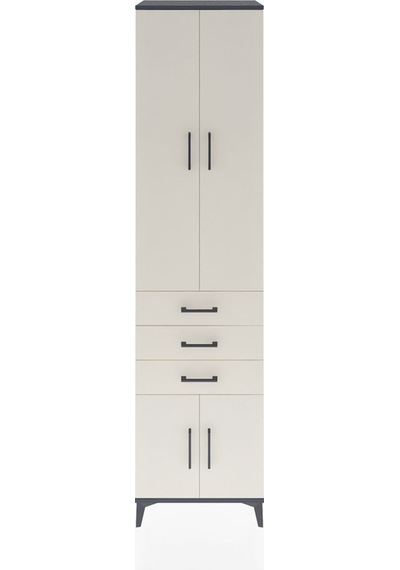 Hyperion Dolap 4 Raflı 3 Çekmeceli 4 Kapaklı 60x44x243 Antras... Antrasit