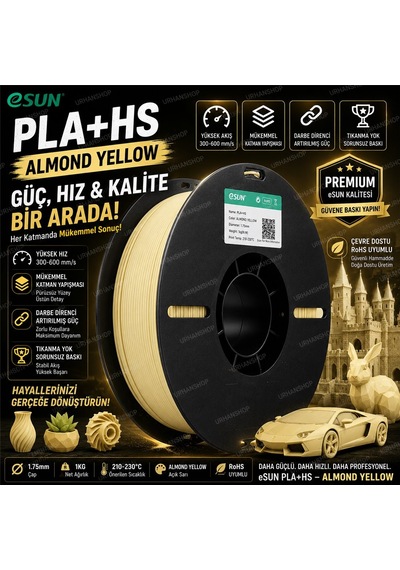 Esun Pla+hs Badem Sarısı Filament 1.75mm 1kg Plastik Makara Hızlı