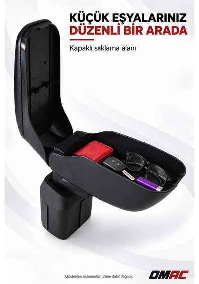 Kia Picanto 2011-2017 Adaptörlü Model Uyumlu Kolçak Kol Dayama Siyah Suni Deri Araca Özel