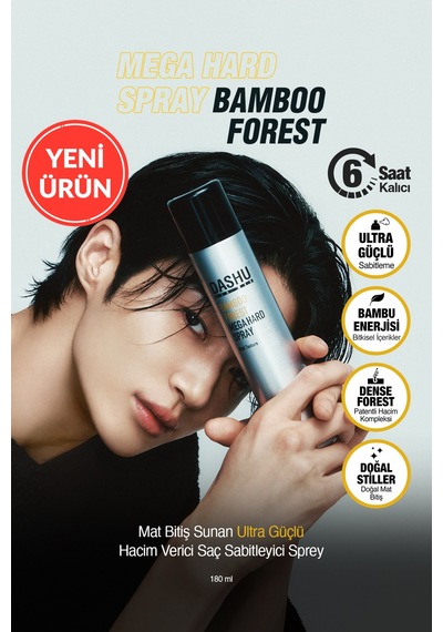 Mat Bitişli Hacim Sunan Ultra Güçlü Saç Sabitleyici Sprey Dashu Formen Bamboo Forest Mega Hard Spray