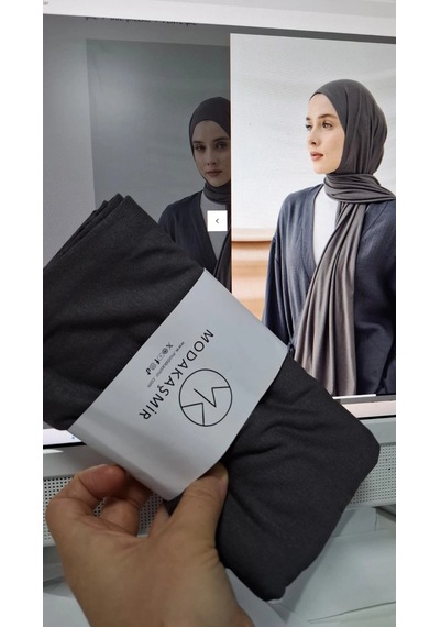 Modakaşmir Koyu Gri Renk Penye Şal A.Gri