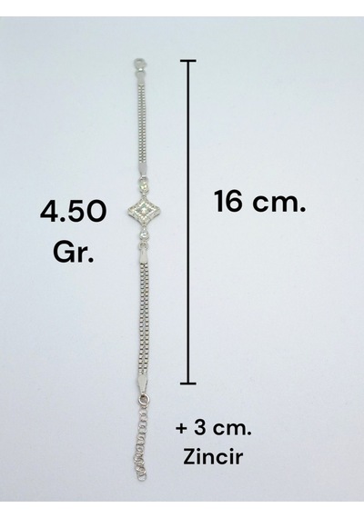 925 Ayar Gümüş Zirkon Taşlı Kadın Bileklik - Şık Ve Minimalist Tasarım Gümüş