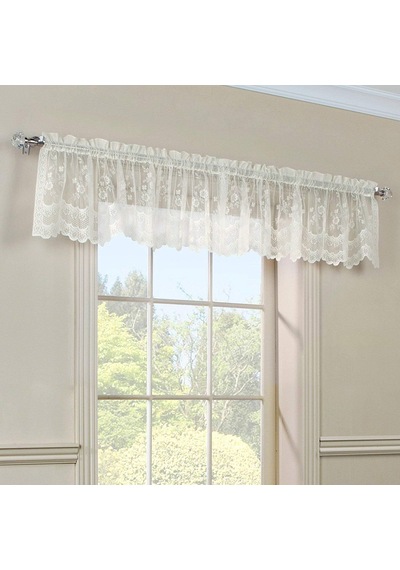 Lexroo Home Fashions Mona Lisa Jakarlı Fistolu Dantel Saçak, 56 X 15 Beyaz