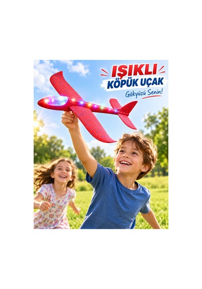 Işıklı Köpük Uçak Büyük Boy Oyuncak Hafif Ve Dayanıklı Eva Köpük Kolay Kurulum Açık Hava Çocuk Oyuncağı Kırmızı - 921713471
