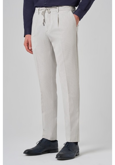 Morven Erkek Taş Poliviskon Trend Çizgili Slim Fit Jogger Pantolon 26ms003002870 Taş