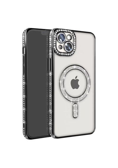 Newface Apple İphone 15 Kılıf Joke Simli Magneticsafe Kılıf - Siyah Beyaz
