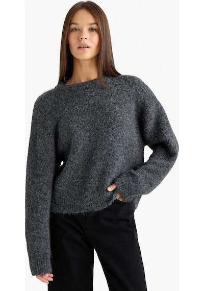 Defacto Yün Karışımlı Bisiklet Yaka Oversize Fit Triko Kazak F3254ax25wnar61 Antrasit-ar61