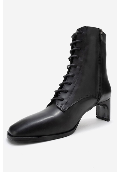 Luvishoes Luvi Shoes Sudy Siyah Cilt Hakiki Deri Bağcıklı Kadın Blok Topuklu Bot Siyah