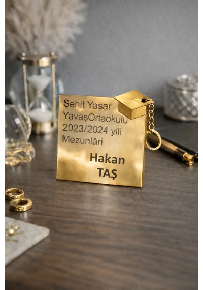 Mezuniyet Anahtarlık Kişiye Özel Altın Pleksi 25 Adettir No 78