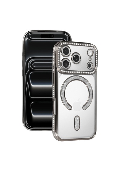 Apple iPhone Uyumlu 17 Pro Joke Simli Magneticsafe Kılıf - Gümüş Bzsxx00 1