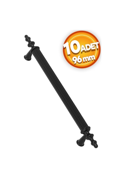 Lüx Ovacık Çekmece Dolap Kapak Kulpu Kulbu 96 mm Mat Siyah Metal