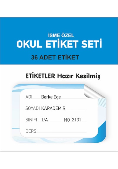 Kitap Defter Sticker 36 Adet Hazır Kesilmiş Okul Etiketi Kişiye Özel
