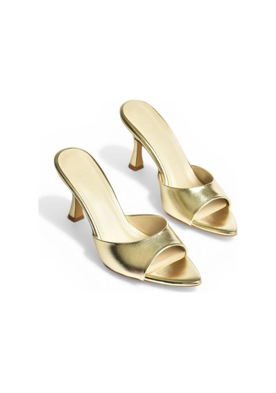 Fox Shoes Y569525809 Altın İnce Topuklu Kadın Terlik