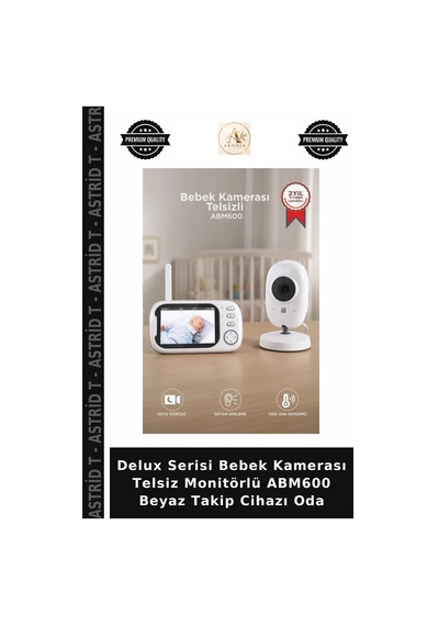 Delux Serisi Bebek Kamerası Telsiz Monitörlü Abm600 Beyaz Takip Cihazı Oda