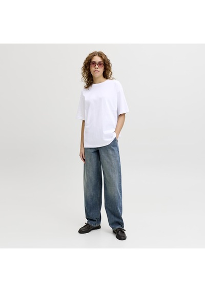 Jack & Jones Kadin Sirt Baskili Bol Kalip Tisört - Valentine - 12275280 - 3 Beyaz