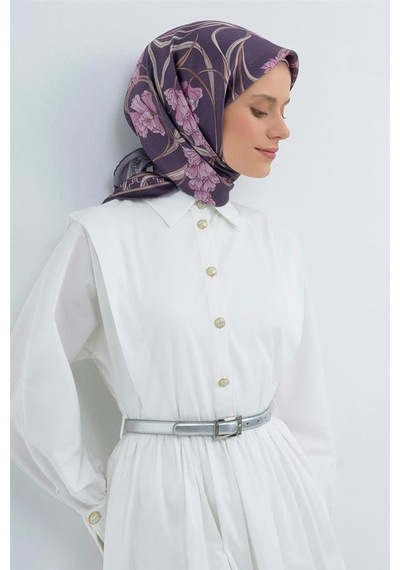 Armine İpek Eşarp 2026 Yaz - 9512-07 Koyu Mor Sura