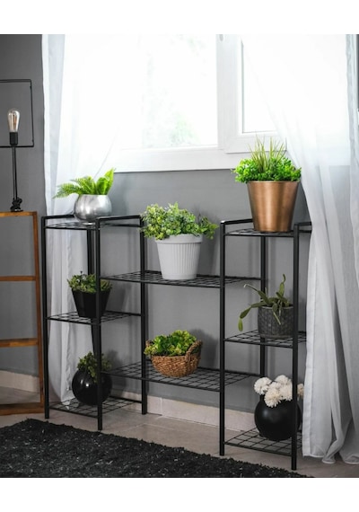 Metal Ayaklı 8 Tel Raflı Saksı Standı Katlı Saksılık Çiçeklik