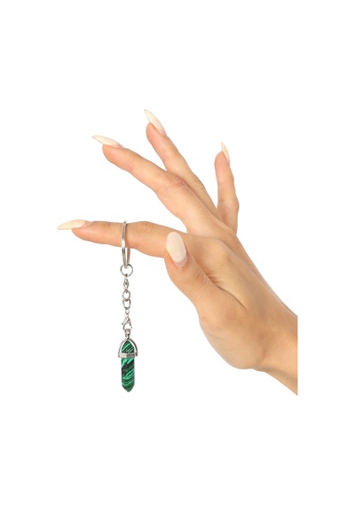 Mystic Energy Doğal Taş Malahit (Malakit) Taşı Kolye &  Anahtarlık Mavi