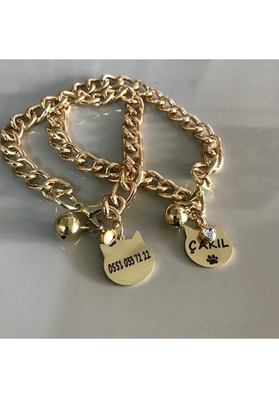 Metal Kedi Künyesi Isimli Kedi Tasması Kedi Isimliği Zincirli