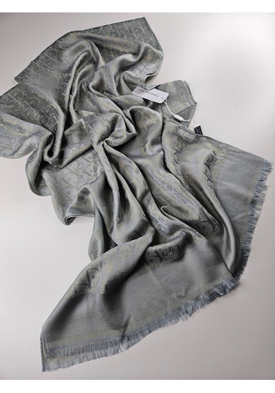 Miorel Scarfs Cd Desen Kaşmir İpek Şal Scarfs Cashmere Shawl Hijab Yeni Sezon Gri