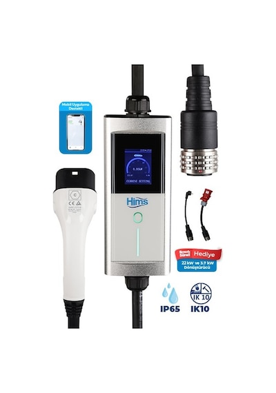 Hims Hctk-22-g 22kw Tip 2 Soketli Taşınabilir Elektrikli Araç Şarj Cihazı