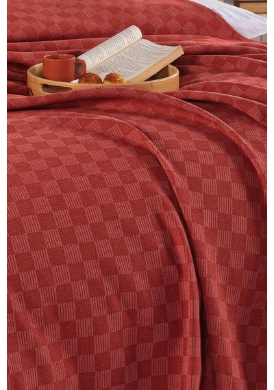 Loya %100 Pamuk Tek Kişilik Pike Yatak Örtüsü Koltuk Örtüsü 160x230cm Kırmızı