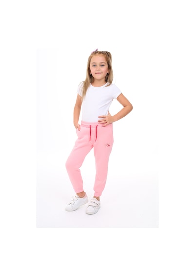 Kız Çocuk Nakış Baskılı Beli Paçası Lastikli Cepli Basic Jogger Eşofman Altı 3 İplik Şardonlu Pembe Kız Çocuk Nakış Baskılı Beli Paçası Lastikli Cepli Basic Jogger Eşofman Altı 3 İplik Şardonlu Pembe