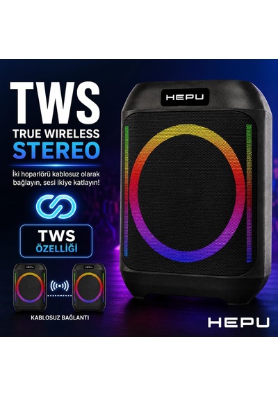 Hp-984 Taşınabilir Bluetooth Hoparlör 6.5 Hoparlör 10w Güç Rgb Işık Tws Destekli