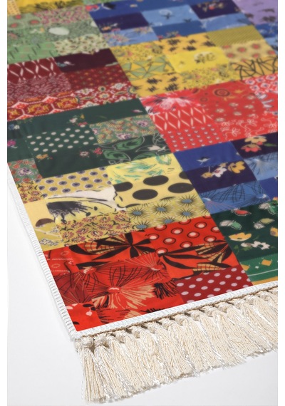 Eko Trend Djt Yıkanabilir Kaymaz Taban 3 Lü Yatak Odası Takımı Mu148 Patchwork Renkli