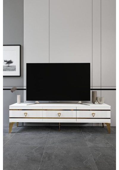 180 CM KORDON MDF MEBRAN KAPAK BEYAZ GOLD