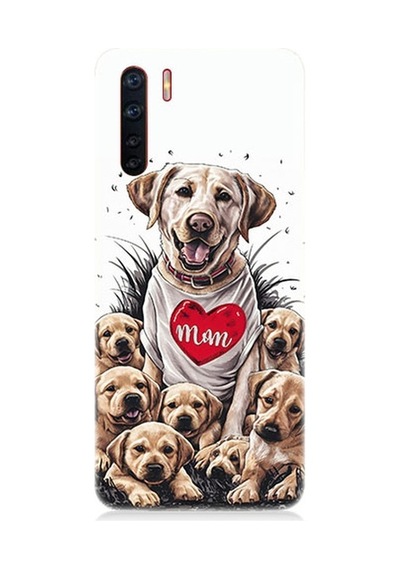 Oppo A91 Uyumlu Anne Köpek Ve Yavruları Desenli Silikon Kılıf