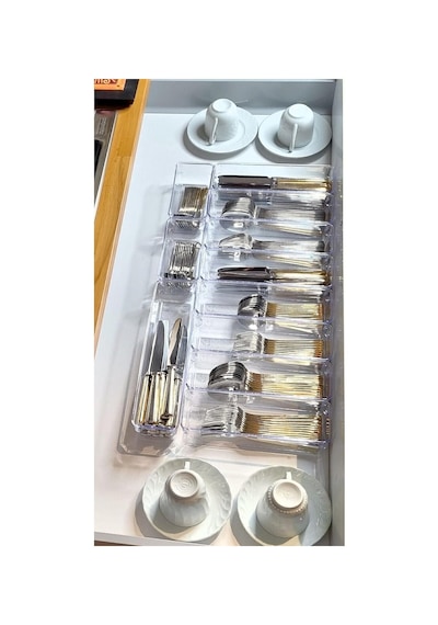 11'li Set Modüler Mutfaklarda Çekmece Içi Kaşıklık Organizer Düzenleyici Şeffaf Şeffaf 40 X 50 Diğer