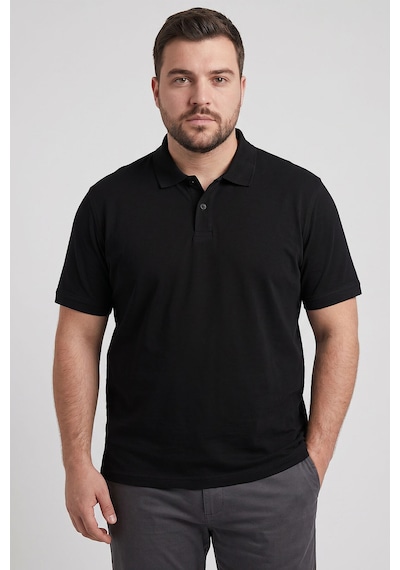 Tommy Life Siyah Polo Yaka Büyük Beden Battal Erkek T-shirt - 88511