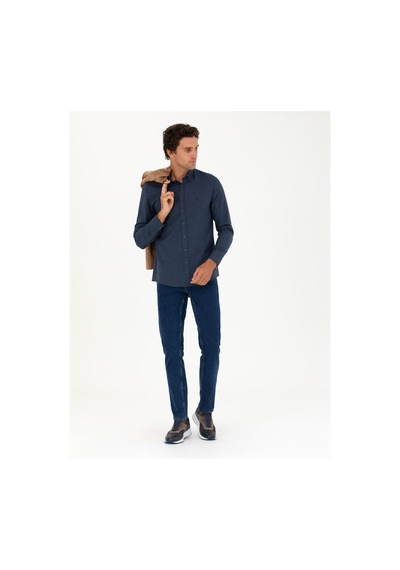 Cacharel Lacivert Slim Fit Uzun Kollu Gömlek