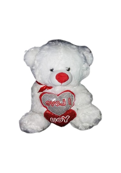 Peluş Ayı Kalplı Beyaz 65 Cm 65 Cm-Beyaz