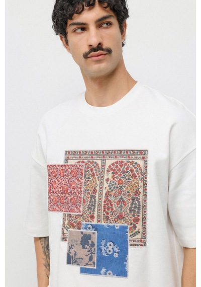 Oversize Baskılı Eşofman Takım Ekru