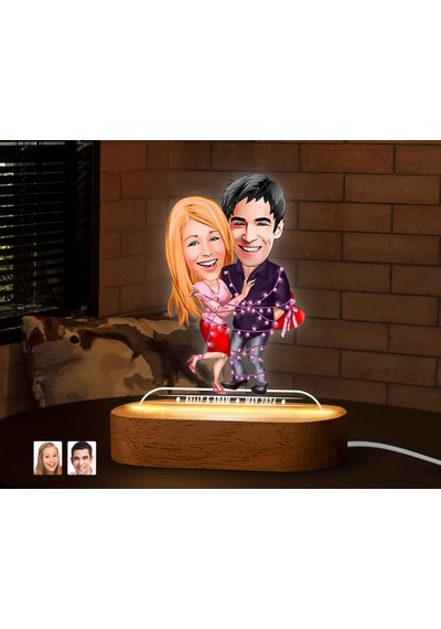 Bk Gift Kişiye Özel Sevgili Karikatürlü Dekoratif 3d Biblo Led Işıklı Gece Lambası-2, Düğün Hediyesi, Yıl Dönümü Hediyesi Kobitmeyen138277 Bk Gift