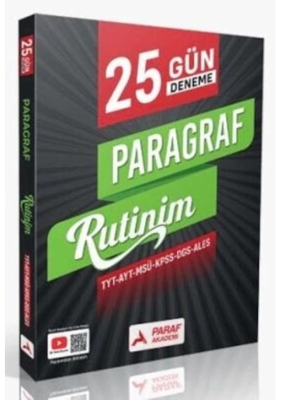 Paraf 25 Gün Deneme Paragraf Rutinim Tyt Ayt Msü Kpss Dgs Ales