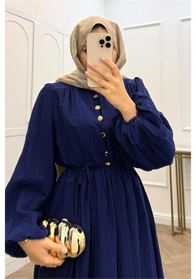 Neşeli Butik Kadın Lacivert Eteği Fırfırlı Düğme Detaylı Pamuklu Salaş Tesettür Elbise Nms086 Neşeli Butik Kadın Lacivert Eteği Fırfırlı Düğme Detaylı Pamuklu Salaş Tesettür Elbise Nms086