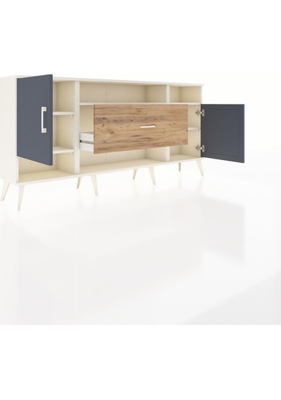 Arges Konsol 5 Raflı Tek Çekmeceli 2 Kapaklı 176x30x83 Aytaşı-antrasit/çam Antrasit/çam Arges Konsol 5 Raflı Tek Çekmeceli 2 Kapaklı 176x30x83 Aytaşı-antrasit/çam Antrasit/çam