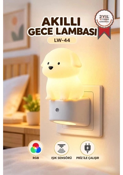 Premium Torima Köpek Tasarımlı Gece Lambası Lw44 Beyaz Dokunmatik Lamba Aydınlatma Çocuk Odası Diğer