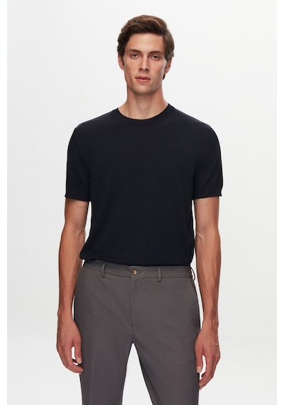 D's Damat Slim Fit Lacivertvert Düz Örgü T-Shirt 1Ef060638904M Lacivert