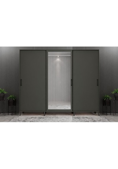 Beyzade Sürgülü Portmanto Vestiyer Füme - 180 CM