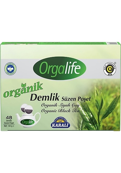 Orgalife Organik Siyah Demlik Poşet Çay Süzen Poşet 48'li 144 G