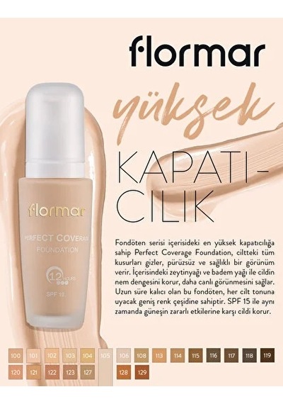 Flormar Perfect Coverage Fondöten No:105 Porcelain Ivory