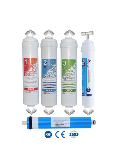 WaterMelon Kapalı Kasa 12 Inç Inline Su Arıtma Cihazı Filtresi 5 Aşamalı NSF'Lİ Vontron Membranlı Set
