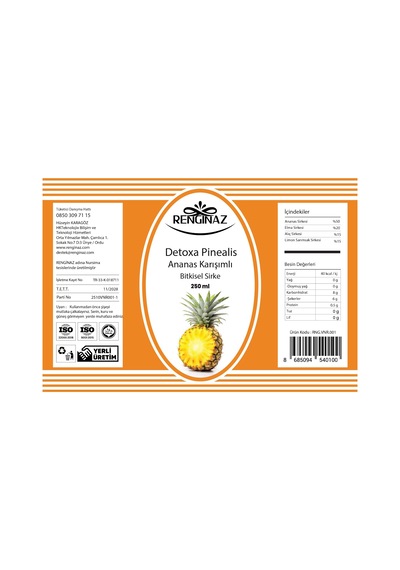 a Pinealis Ananas Karışımlı Bitkisel Sirke 250 Ml